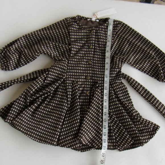 GB Girls Button-Down Long Sleeve Swing Rust/Black/White Printed Knit Dress - Picture 6 of 6